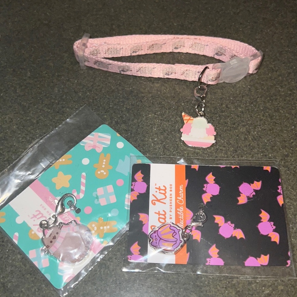 Brand new pusheen cat collar charms bandana